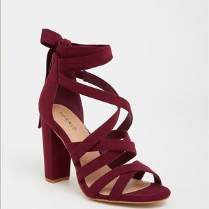 Torrid Strappy Wine Red Heels size 8.5 W wide New